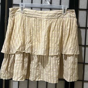 URBAN SOCIAL Tiered Yellow GINGHAM Plaid Ruffle Mini Skirt SIZE XL